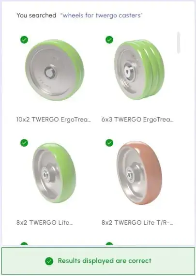 Xearch returning only compatible replacement wheels for the caster model